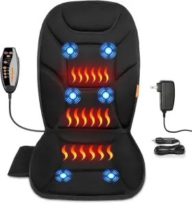Carshion 14502 Massage Seat Cushion With Full Back Thighs Heat Massager For Chair With