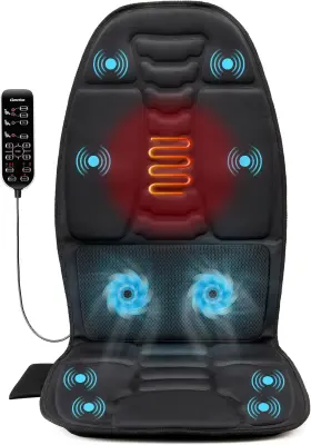 Comrelax 605646802485 Back Massager With Heat Massage Chair Pad For Pain Relief Deep Tissue Black