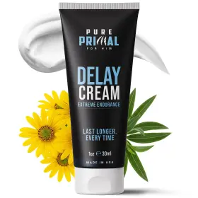 Pure Primal Ppmmdc01 Delay Cream For Men - Climax Control Formula To 1 Ounce Pack Of White