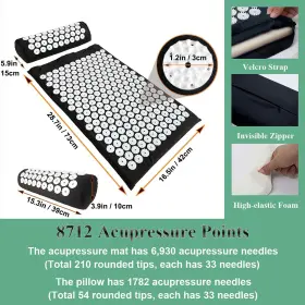 4399 XIAOMAGE Acupressure Mat Pillow Set Pain Relief #2
