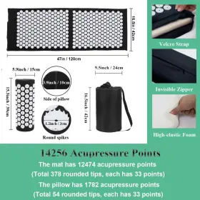 749652644063 XIAOMAGE Acupressure Mat Pillow Set Bag Neck #2