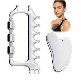 Yeamon Sl-fr-08-silver Gua Sha Facial Tools And Massager Set Stainless Steel Skin Care F