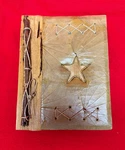 Handmade Earth Tone Natural Bamboo Paper Leaf Bi-fold Notebook Journal 9" X 7". Fixed Price $14.95.