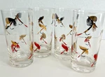 Rare Set Of 4 Harry Meth Painted Fishing Lure 5.5 Barware Glass Glasses Mcm O1. Fixed Price $124.95.